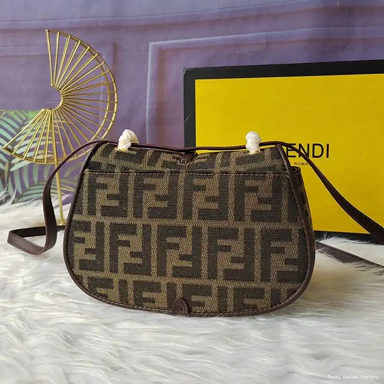 Vintage HOT In Bag Motif Brown Fabric Mini Fendi C'mon FF 0429